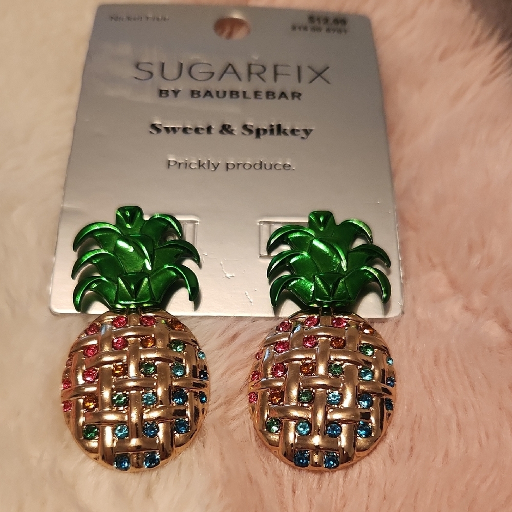 Green and Gold Pineapple Earrings